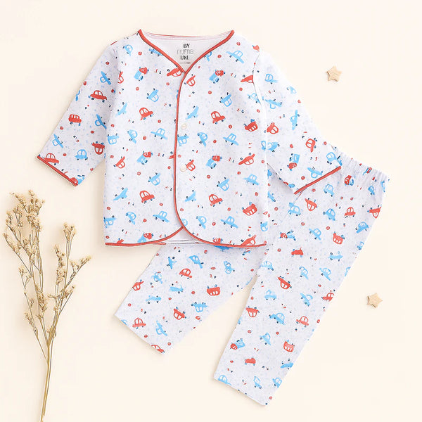 Baby Cotton Sleepsuit Set Car Red (0-6 Months)