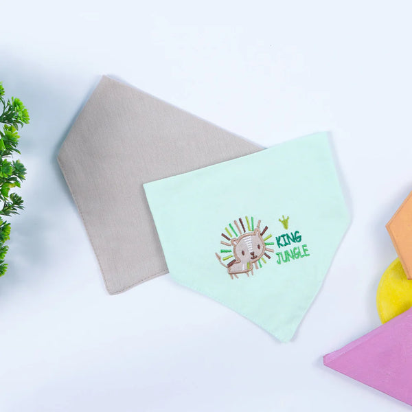 Baby Pack Of 2 Bandana Bib Set Jungle King Green & Grey - Sunshine