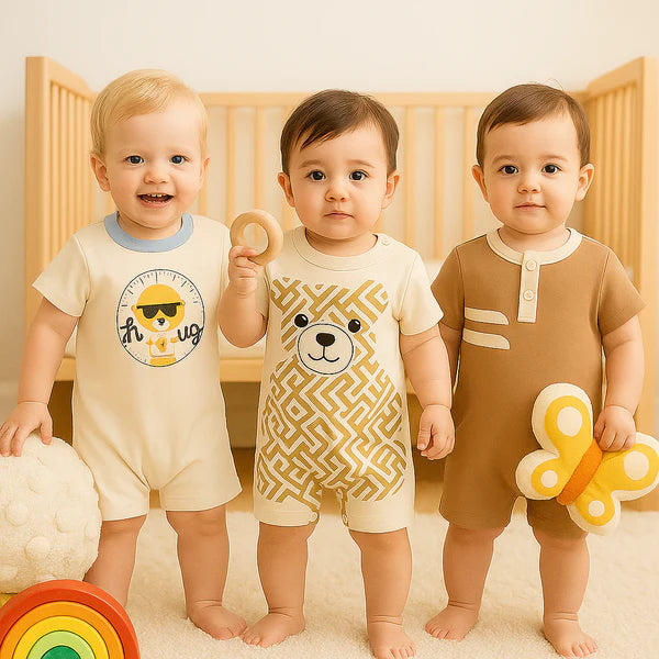 Baby Short-Leg Romper Pack Of 3