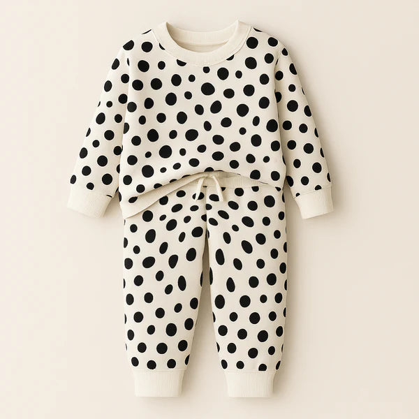 Kids Printed Fleece Tracksuit Polka Dots
