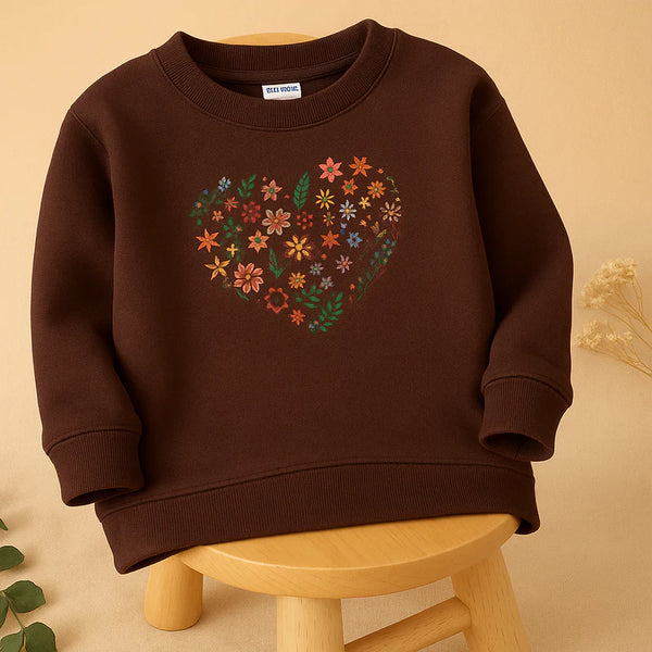Kids Printed Sweatshirt Flowers Brown