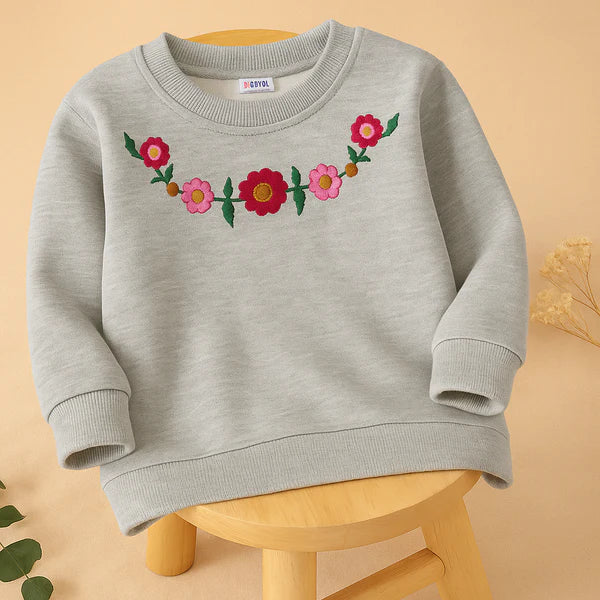 Kids Printed Sweatshirt Flowers Off White